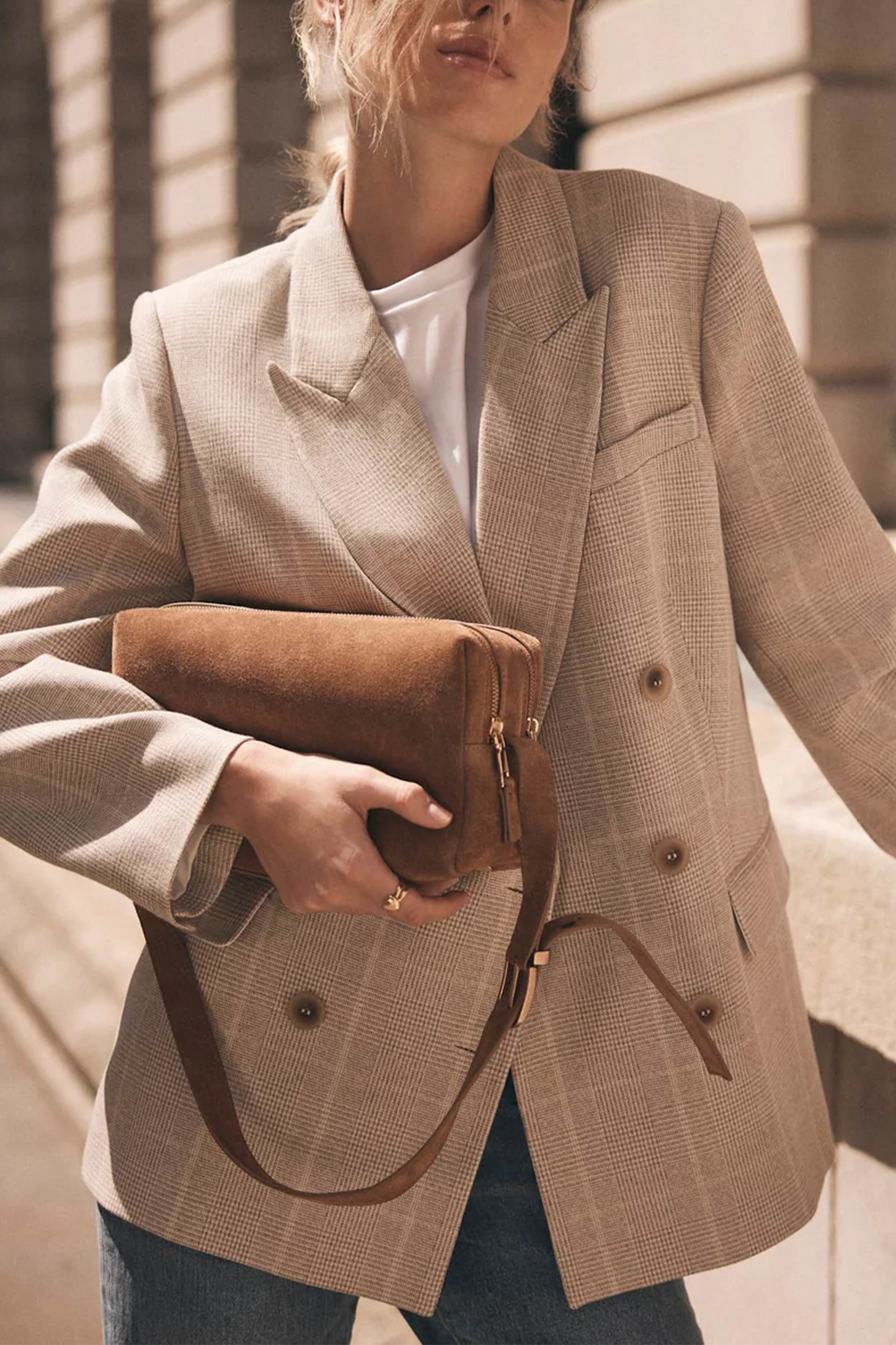 Safi Tan Suede Shoulder Bag