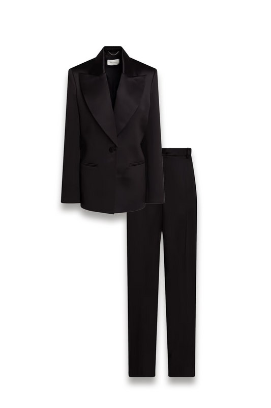 Silk and Wool-blend Satin Blazer and Trousers
