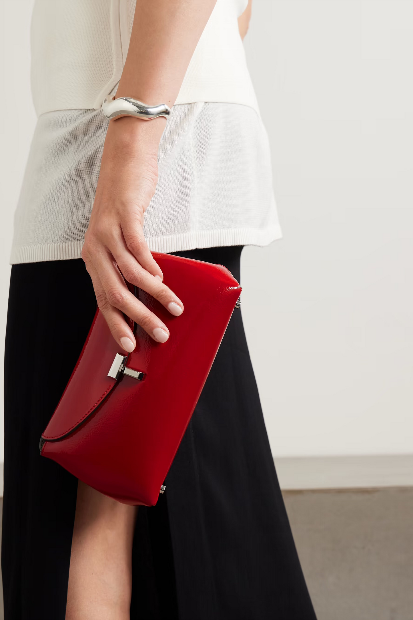 T-Lock Mini Patent-leather Clutch