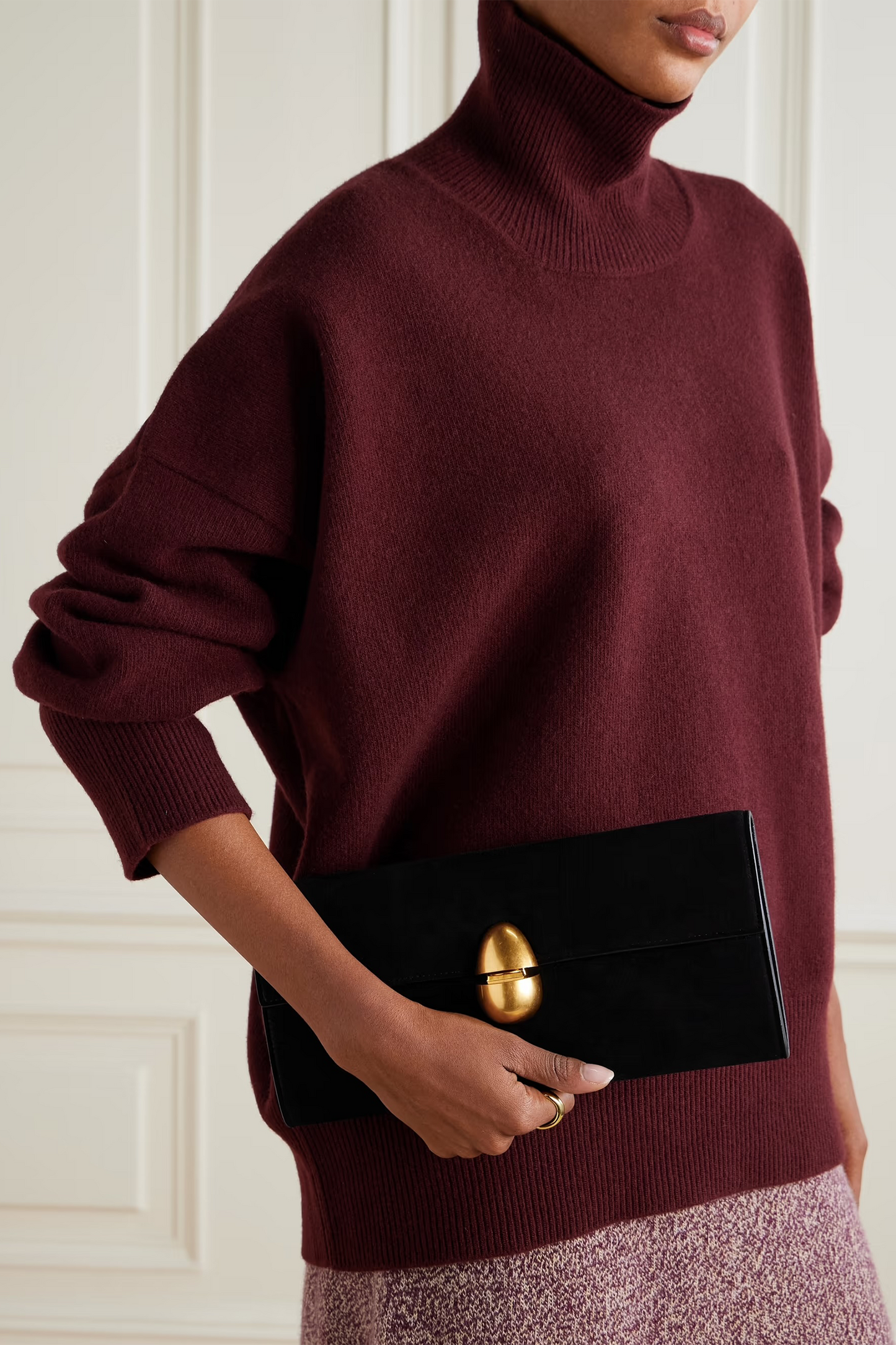 Phoenix Suede Clutch in Black