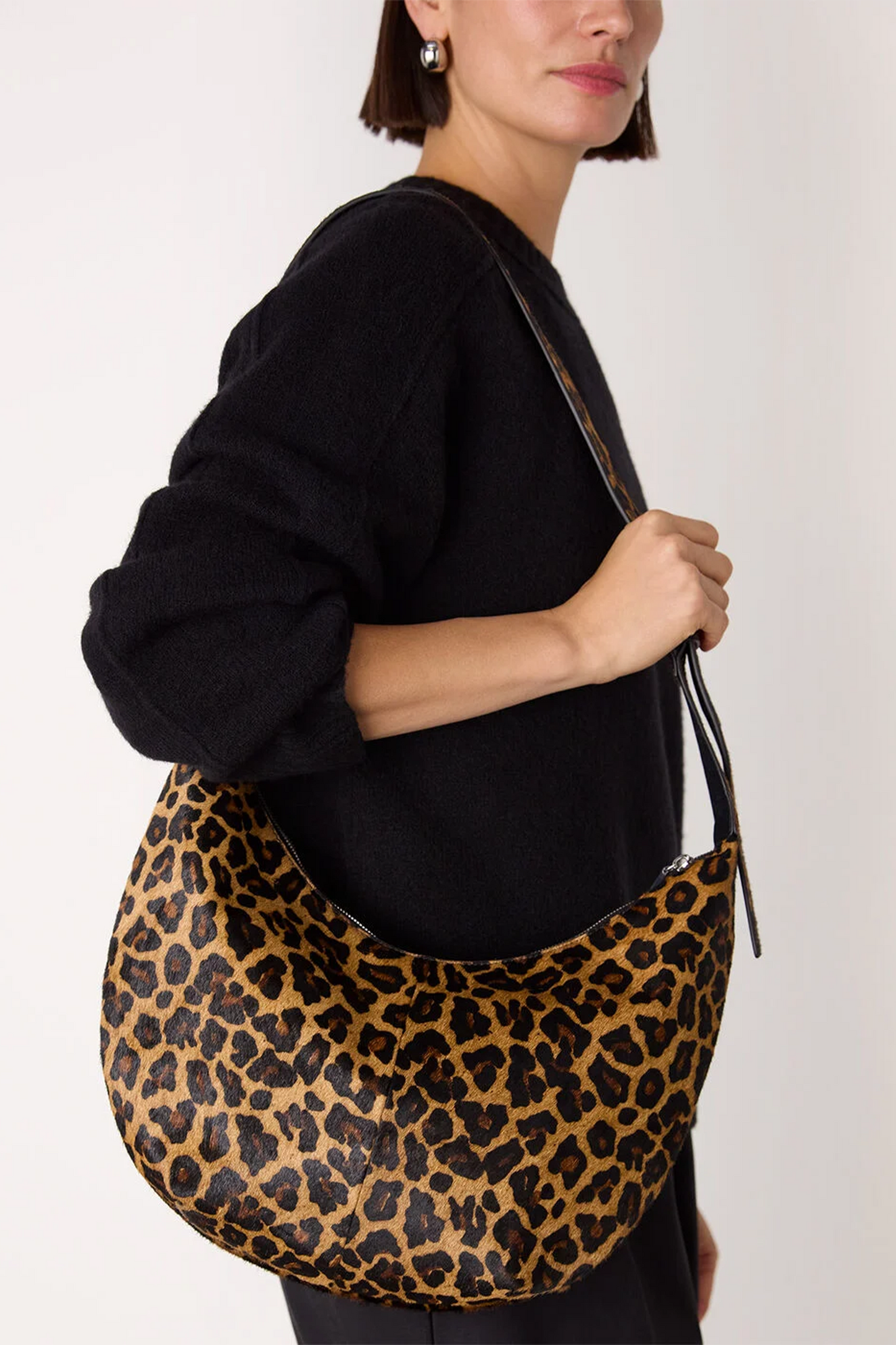 Leopard-print Sia Curved Crossbody Bag