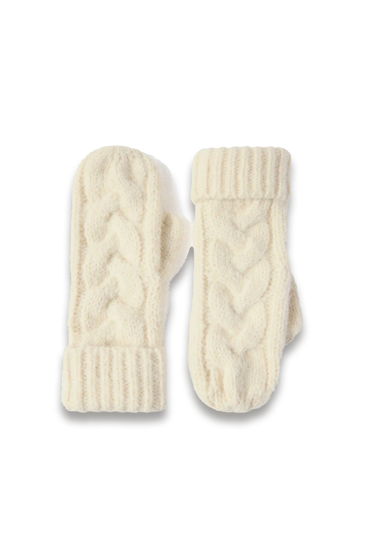Cream Cable-knit Mittens