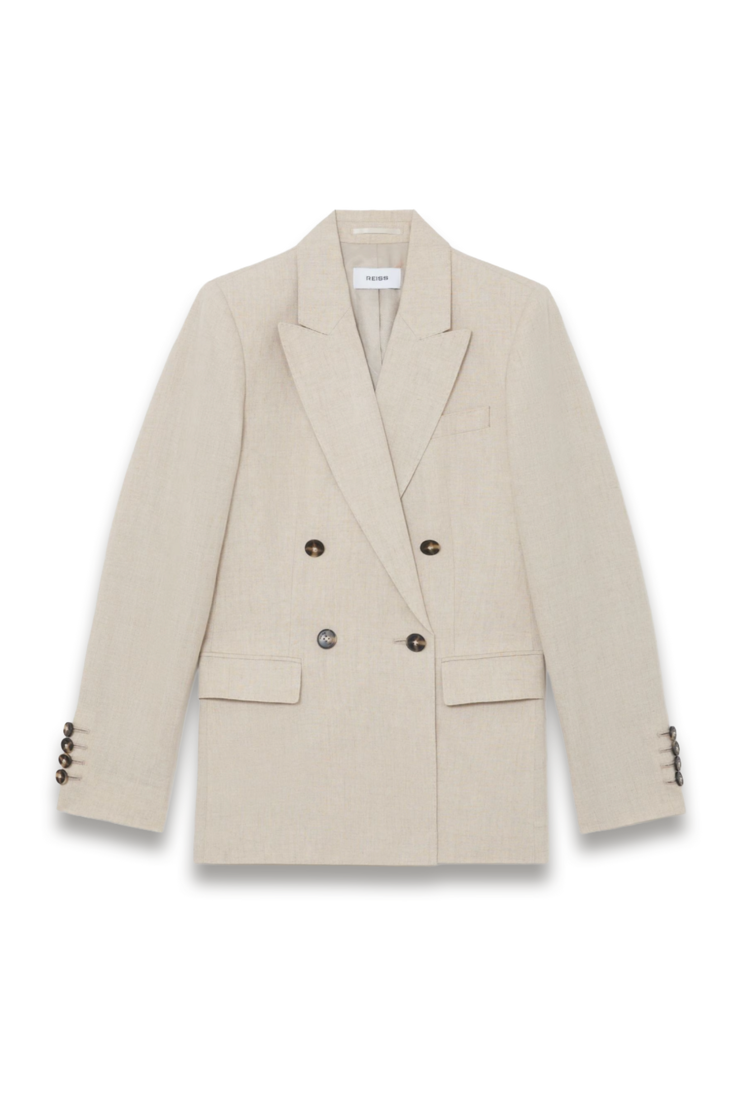 Linen Double-breasted Suit Blazer in Neutral