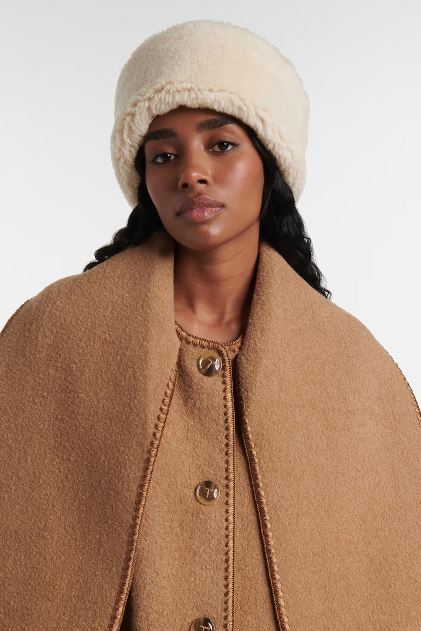 Shearling and Leather Hat