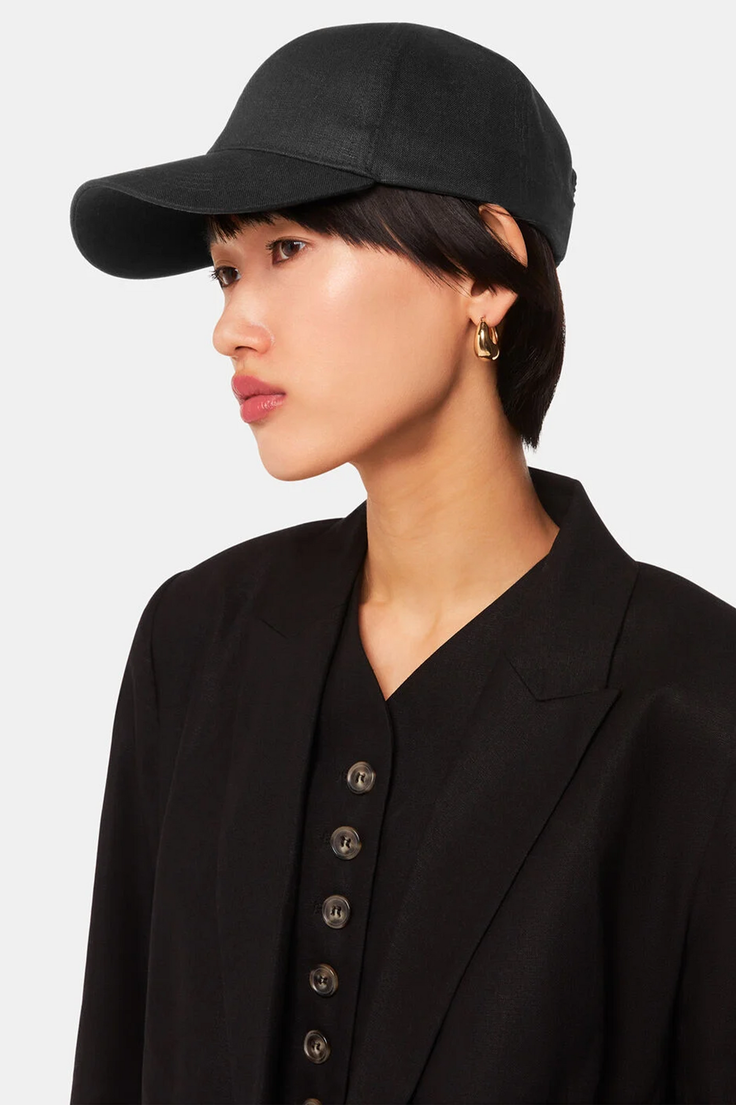 Black Linen Cap