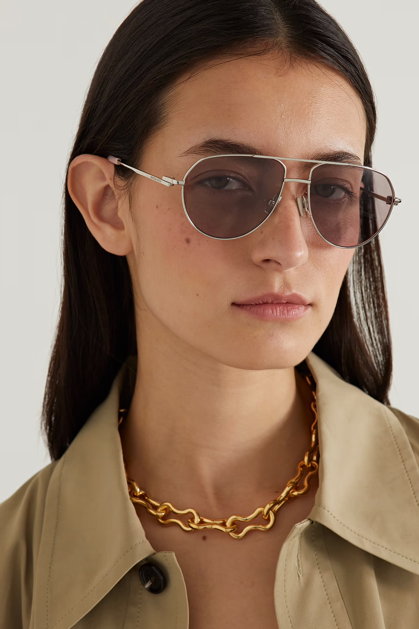 Aviator-style Silver-tone Sunglasses