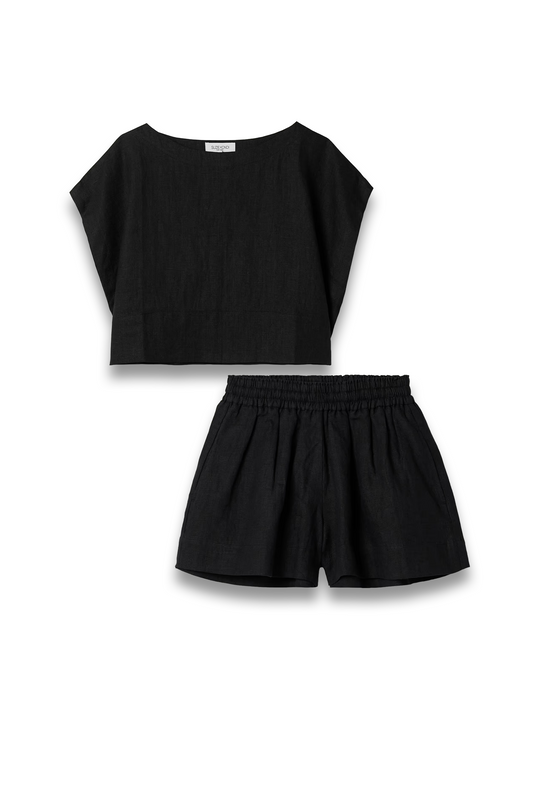 Kori Cropped Linen Top and Shkip Linen Shorts