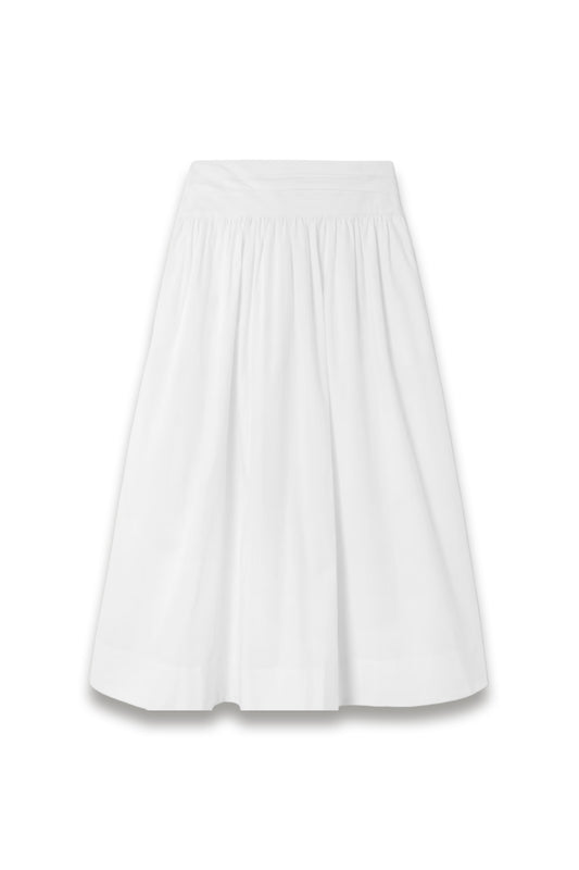 Rue pleated cotton-poplin midi skirt