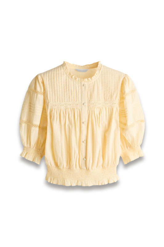 Pintucked cotton blouse