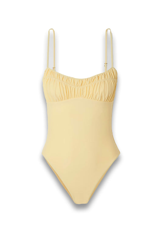 butter yellow swimsuit from faithfull the brand 