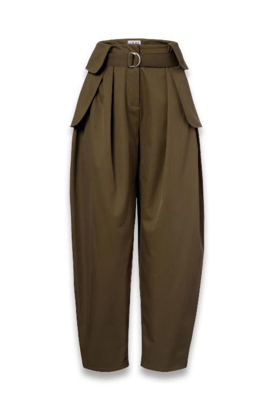 Double L Cotton and Silk Barrel-leg Pants