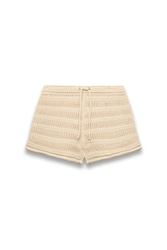 Cotton Blend Tie Front Knitted Shorts
