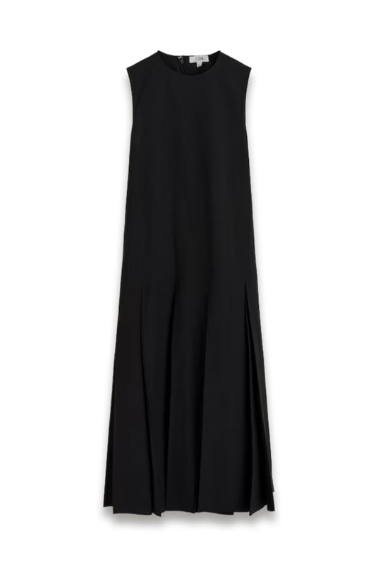 Pleated Cotton Linen Maxi Dress
