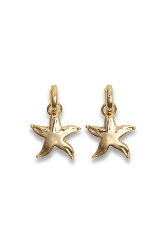 Gold Starfish Hoop Earring