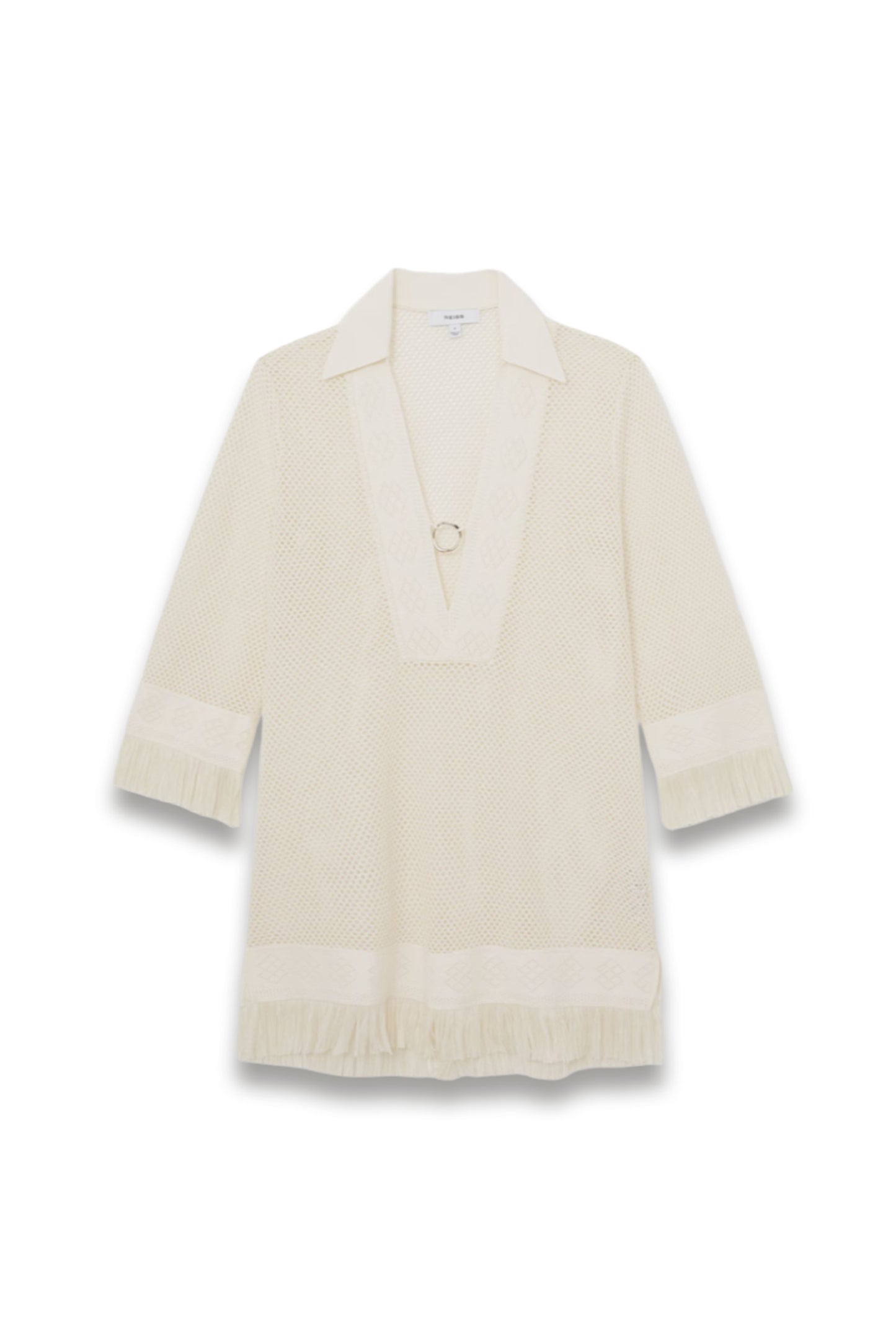 Fabienne Crochet Fringe-Trim Beach Dress in Ivory