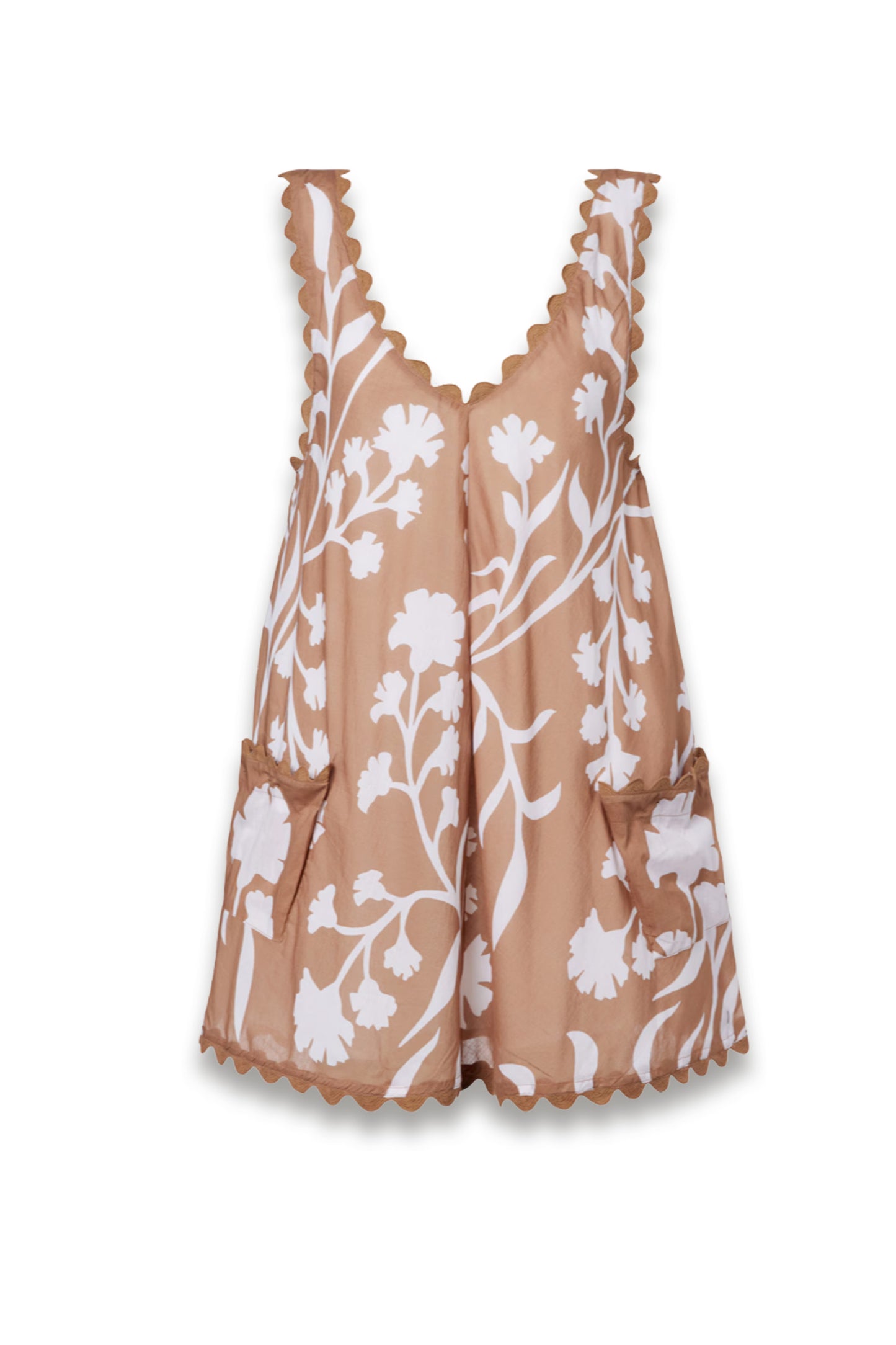 Floral scalloped cotton minidress