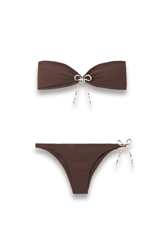 brown bikini top and bottom set