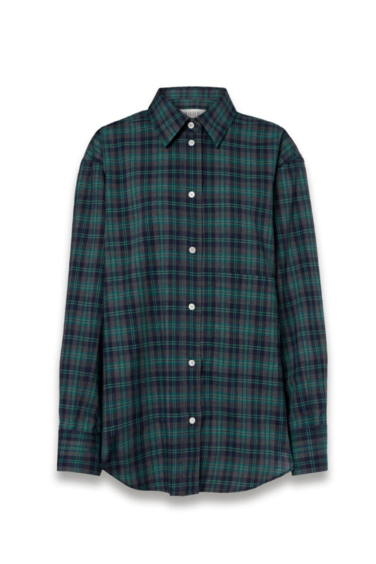 Checked oversized wool-blend shirt