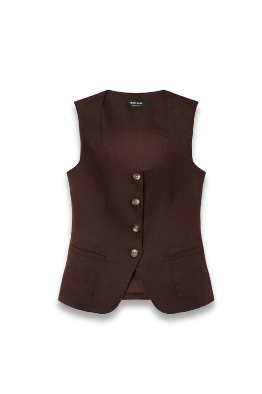 Brown Linen Waistcoat