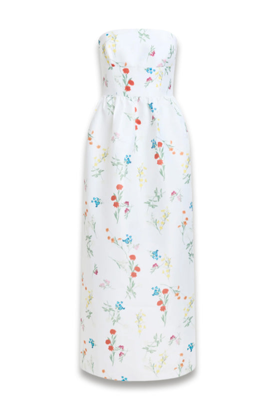 Structured Taffeta Christine Floral Bandeau Maxi Dress