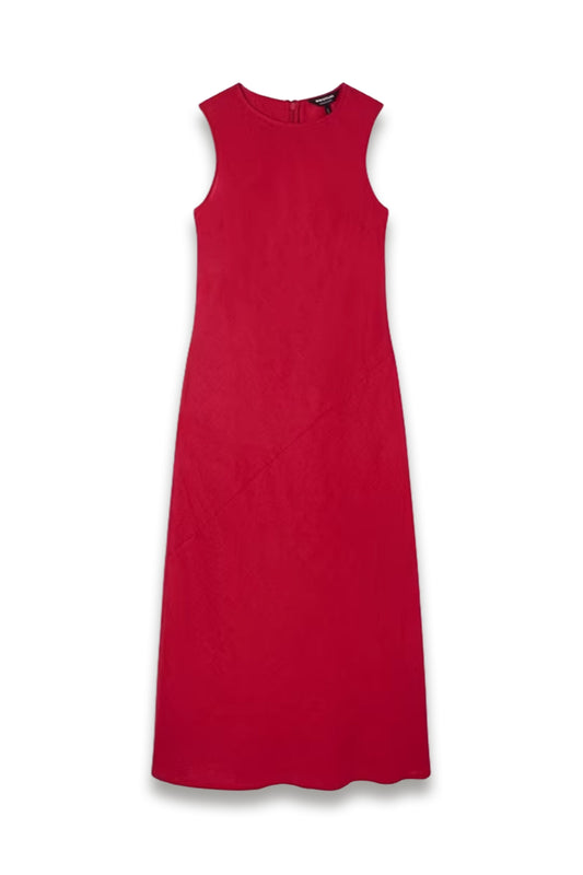 Bias Cut Linen Sleeveless Dress