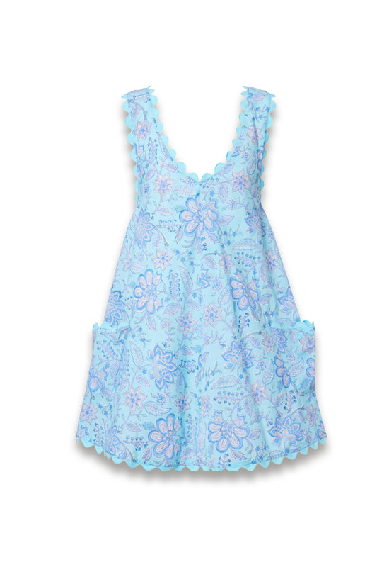 Floral scalloped cotton minidress
