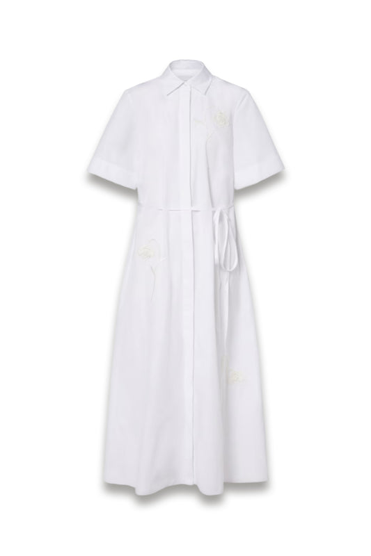Embroidered Cotton Poplin Shirt Dress