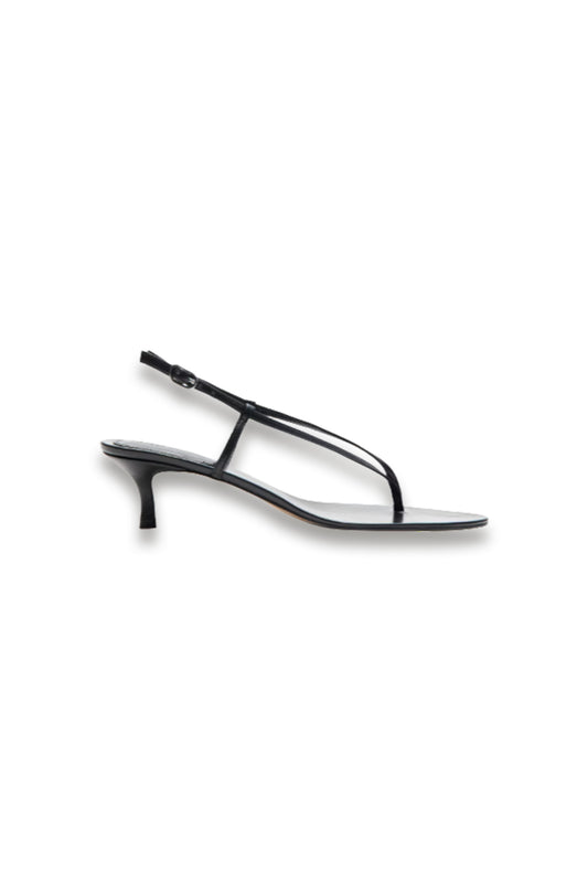 Heeled leather sandals with straps