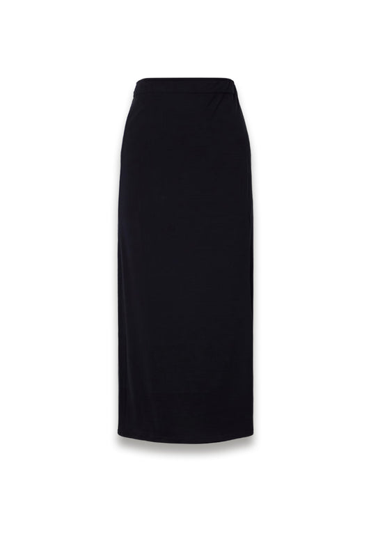 Organic cotton and silk-blend wrap midi skirt