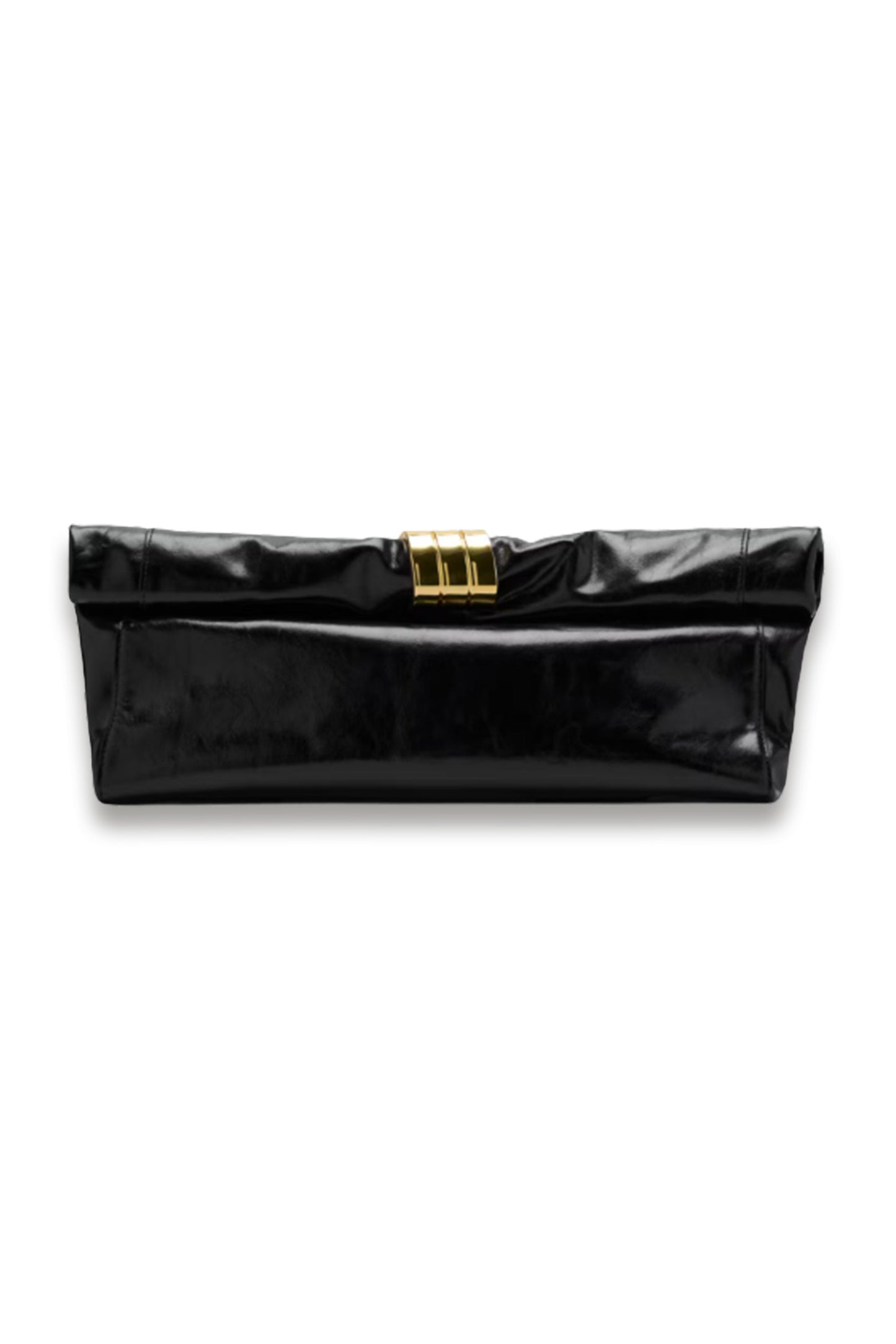 Leather Clutch Bag With Metallic Appliqué