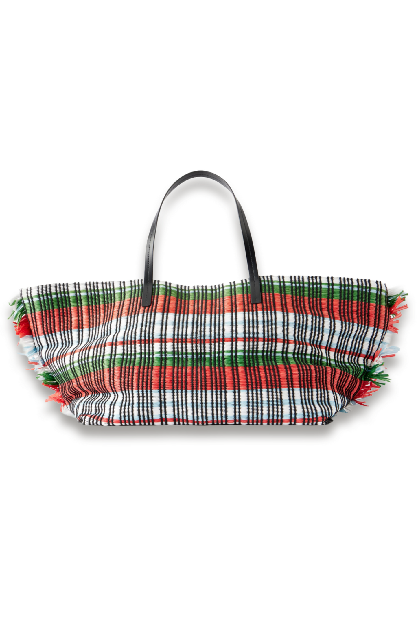+ Da Adolfo Christos Raffia Checked Fringed Tote