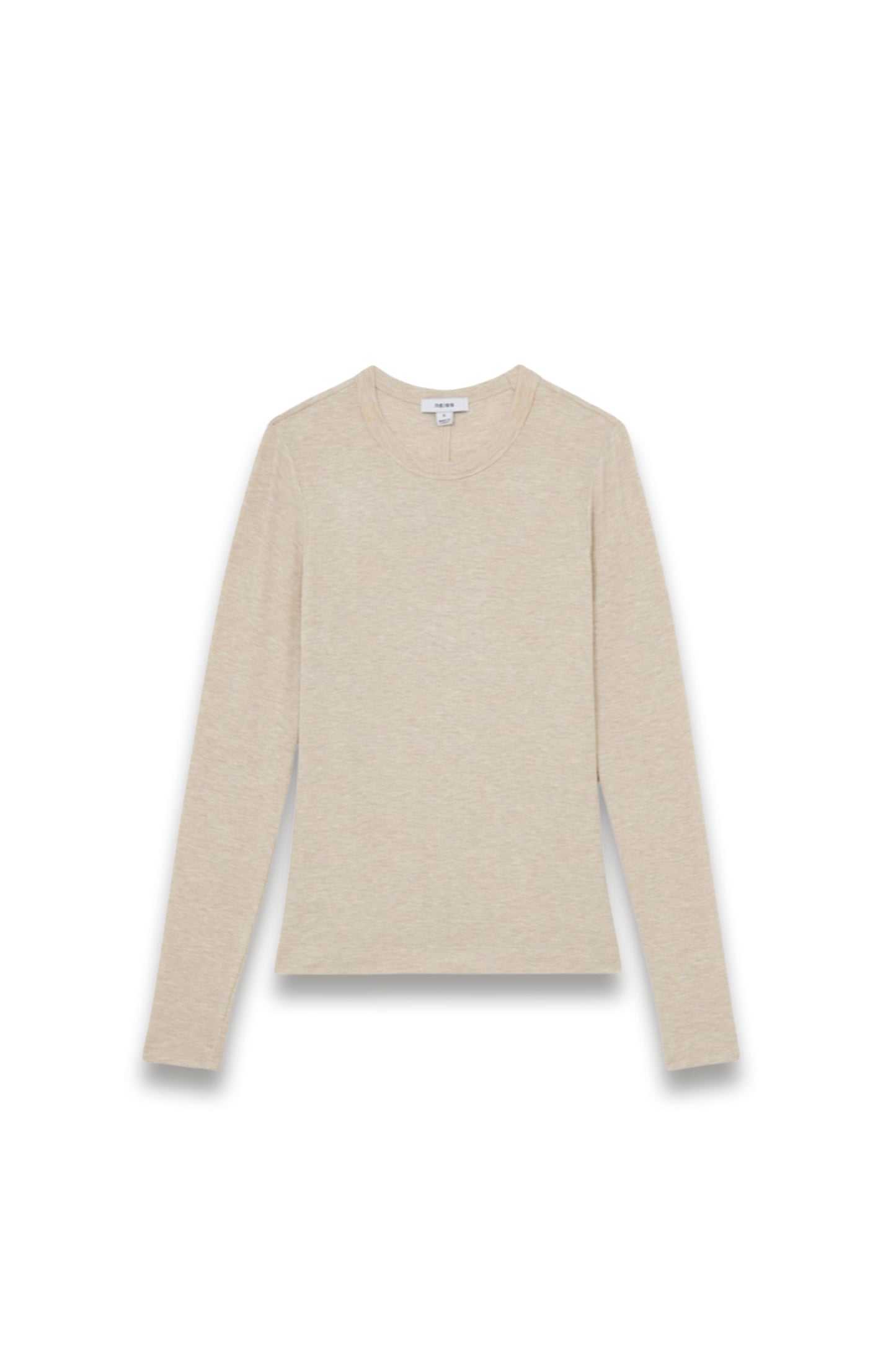 Jersey Crew-Neck Long-Sleeve Top in Neutral Marl