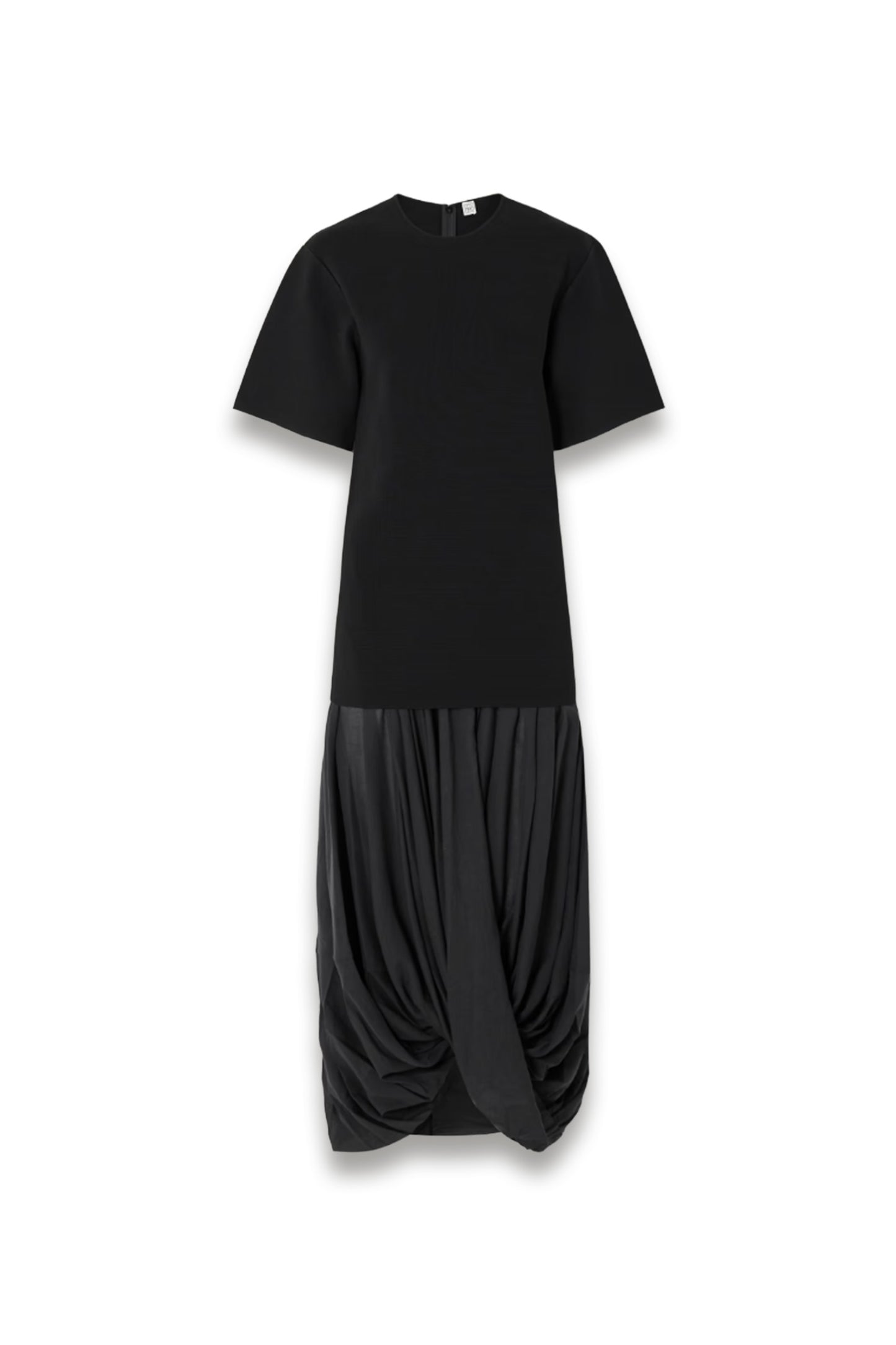 Cocoon Draped Voile-paneled Knitted Midi Dress