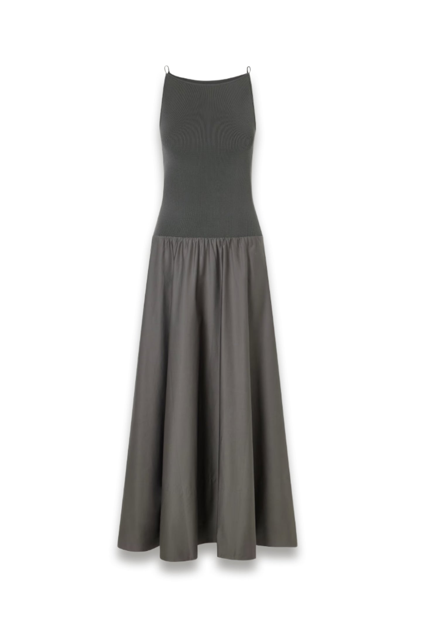 Ribbed Jersey and Cotton-blend Poplin Midi Dress