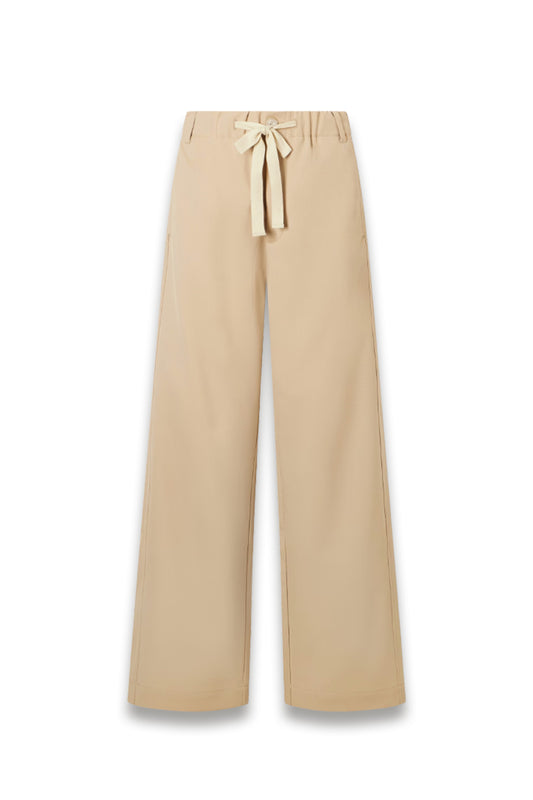 Twill wide-leg pants