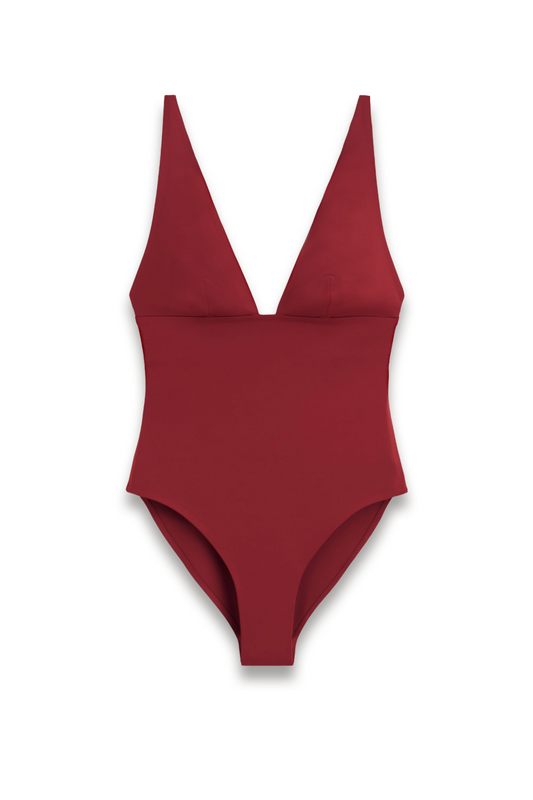 Bonded-scuba V-neck Swimsuit