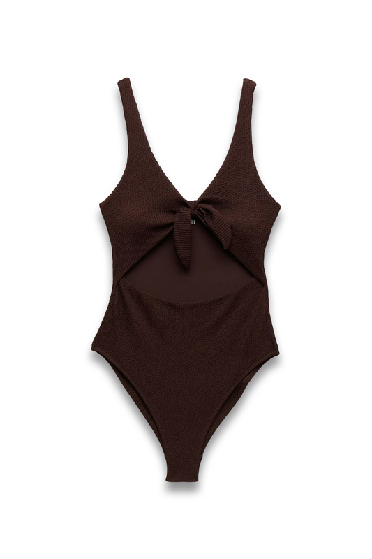 Maren Crinkle Tie-front Swimsuit