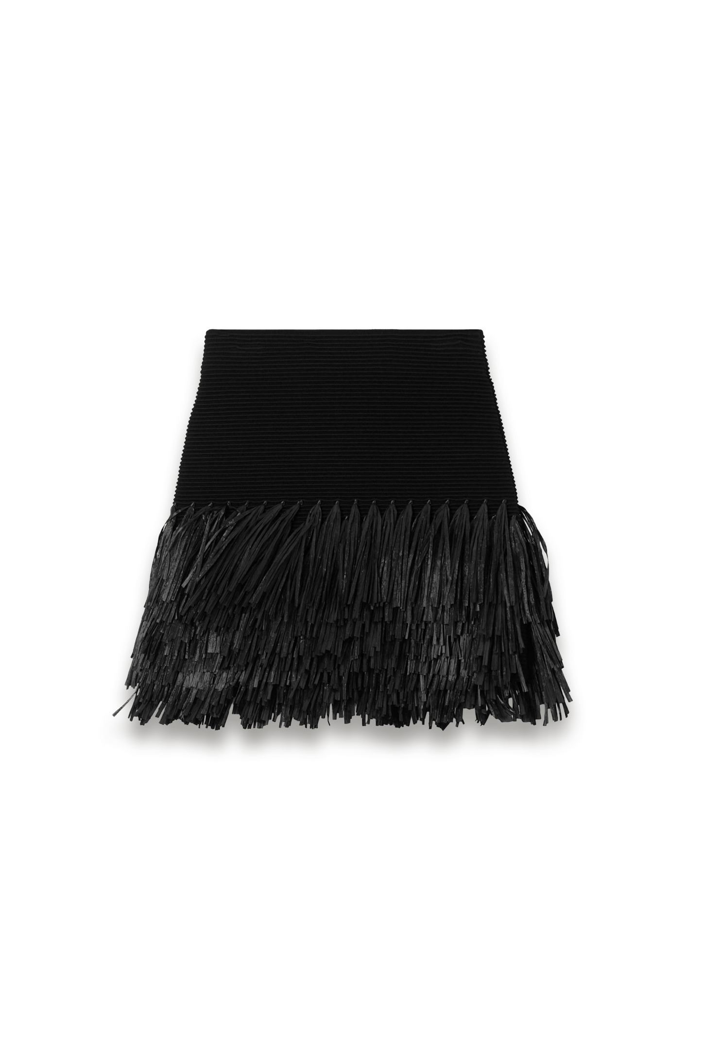 Agave Fringed Raffia-trimmed Ribbed-knit Mini Skirt