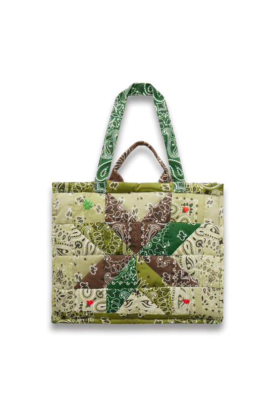 Cabas Maxi Embroidered Quilted Patchwork Printed Cotton Tote