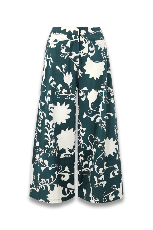 Adele Floral-Print Cotton Wide-Leg Pants