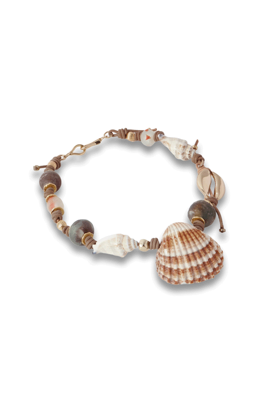 Samsara Gold-Plated, Shell and Cord Necklace
