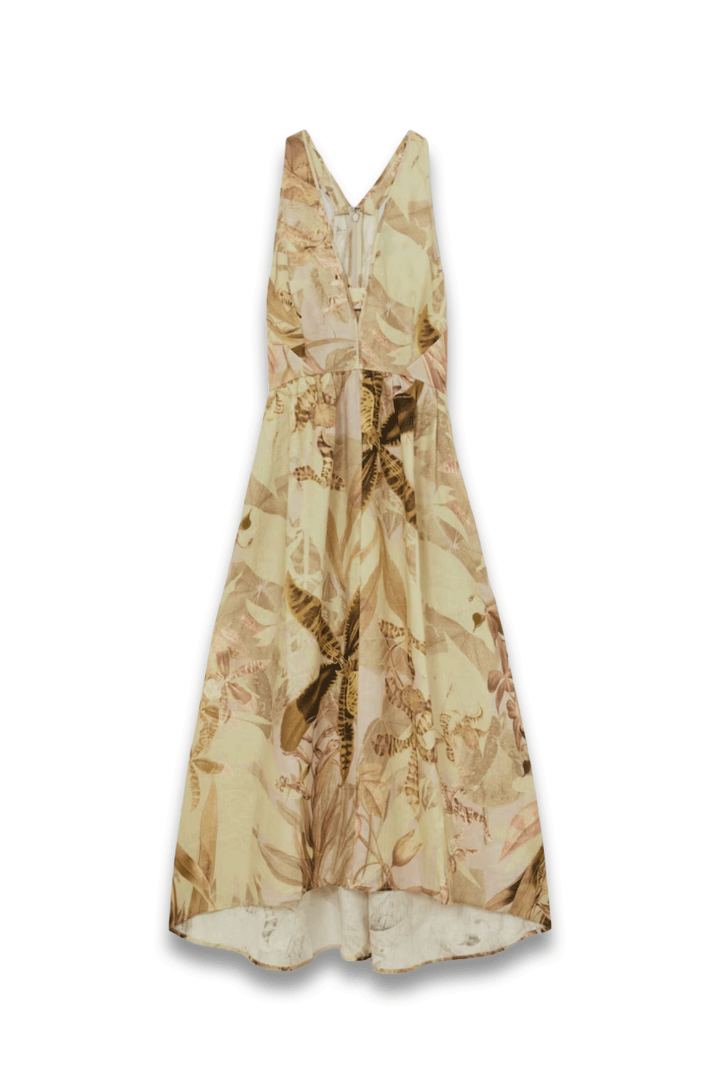 NYBG Linen Floral Midi Dress in Neutral