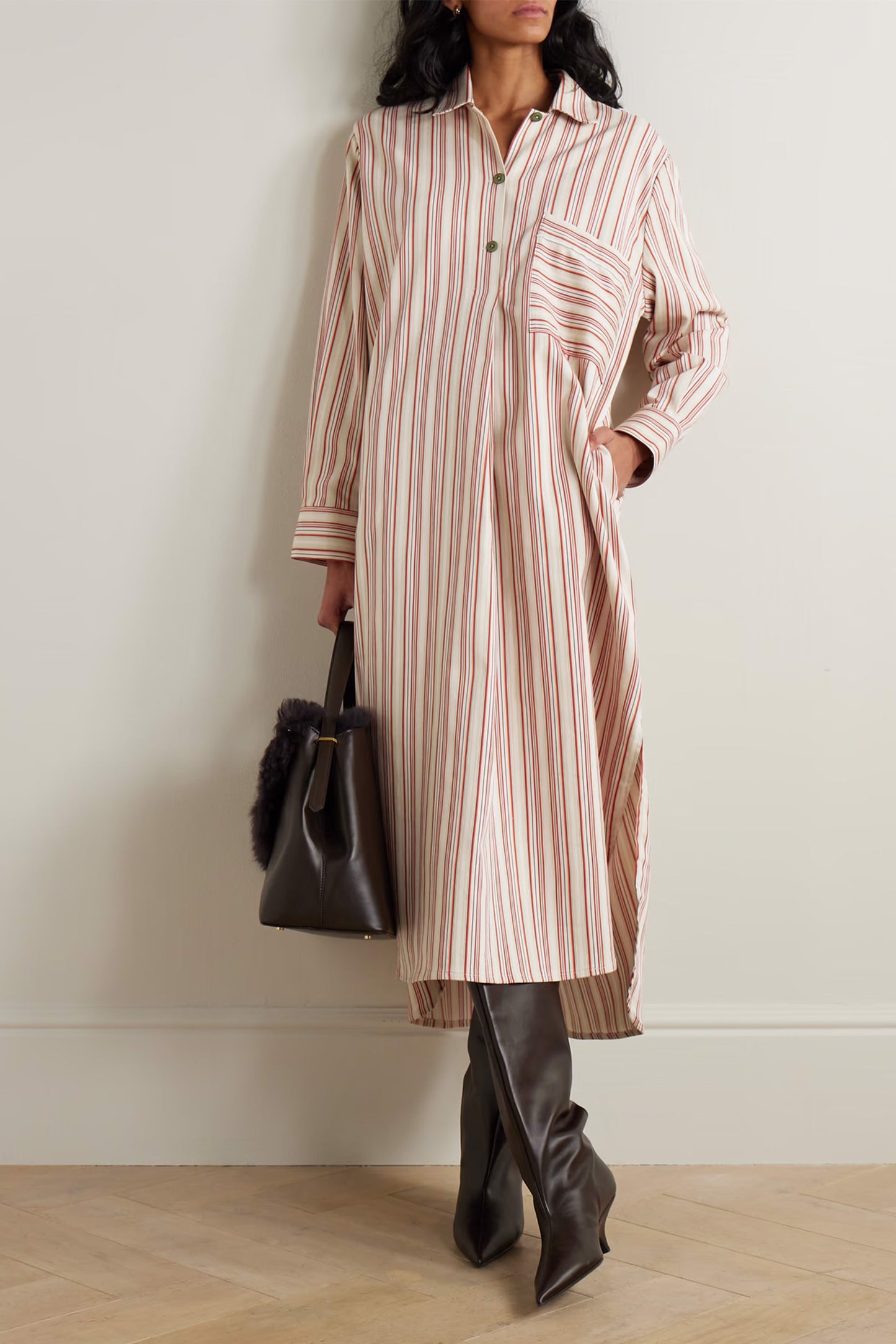 Hutton striped cotton-blend tunic