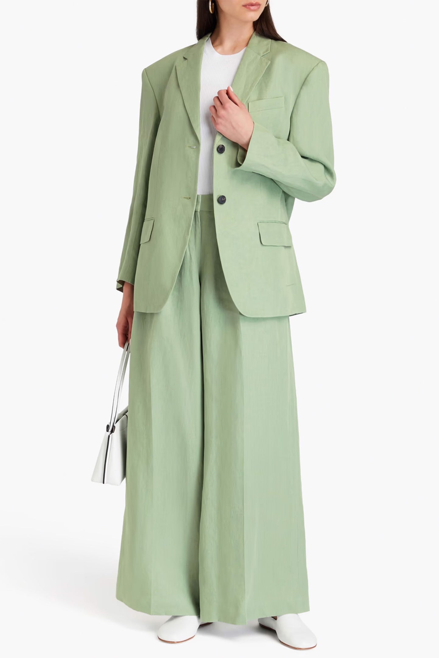 Linen Blazer and Wide Leg Pants