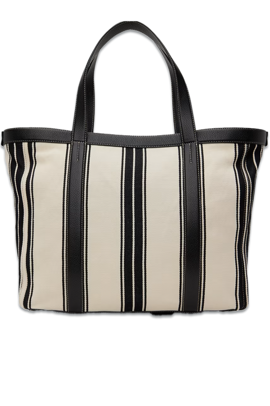 White & Black Striped Tote