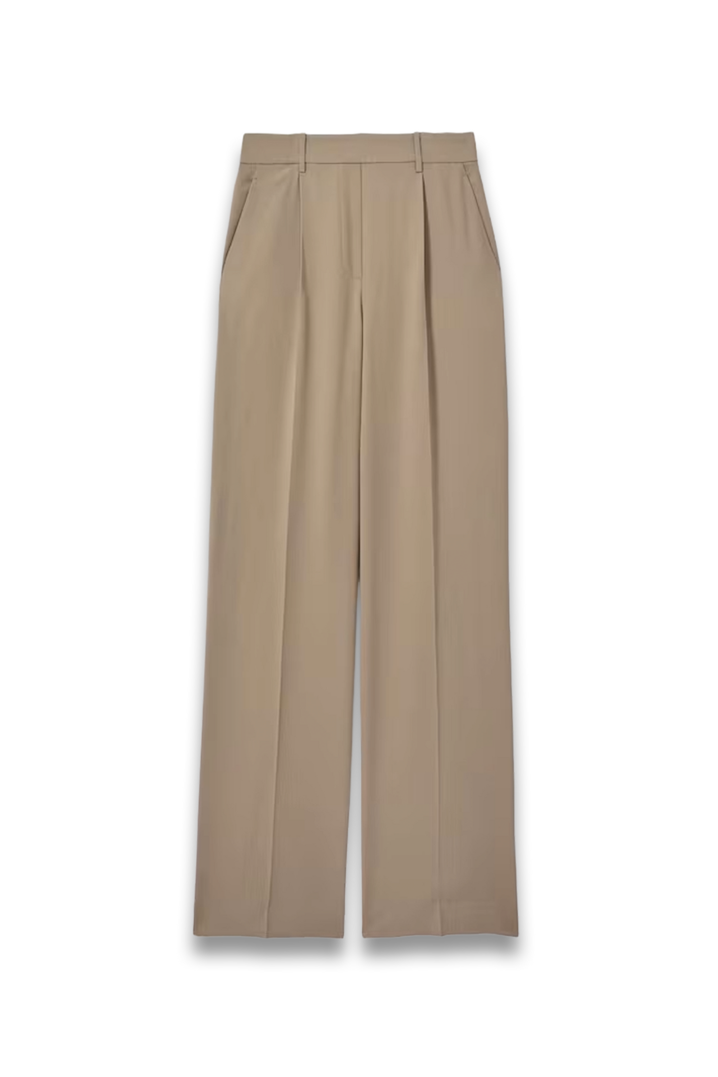 Eden Elasticated-Waist Wide-Leg Twill Trousers in Mink Neutral