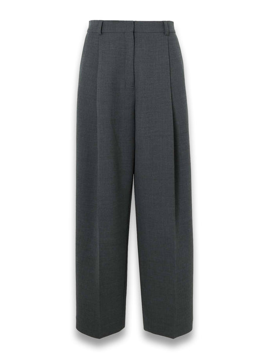 Pleated Recycled-Twill Straight-Leg Pants