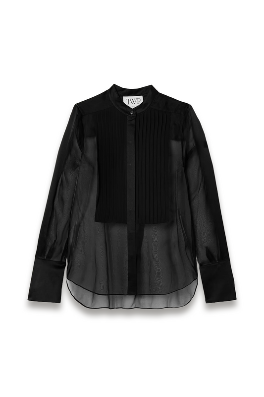 Peyton Pintucked Silk-organza & Satin Blouse