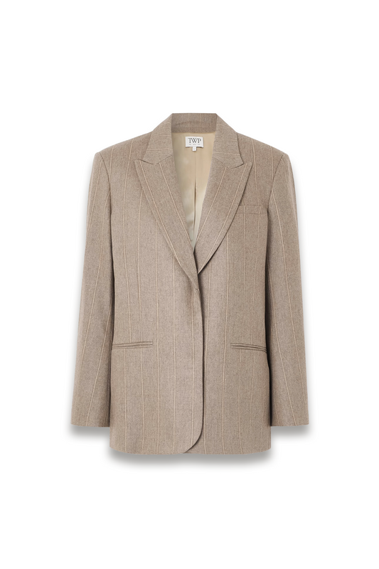 Sweet Pea Pinstriped Wool-Blend Blazer