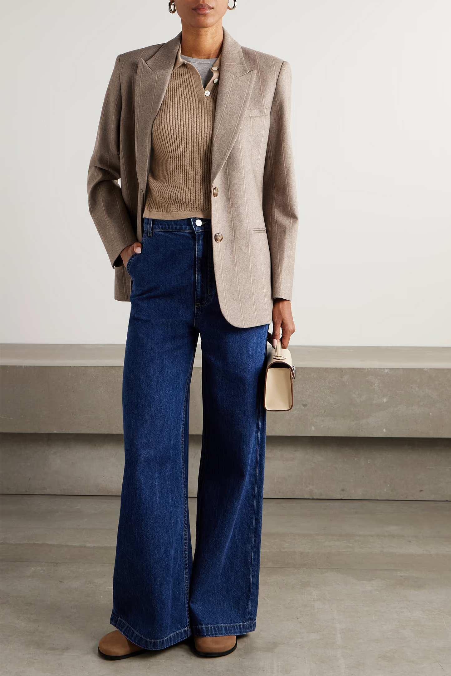 Sweet Pea Pinstriped Wool-Blend Blazer